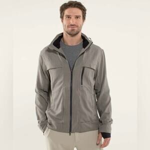 Lululemon Relay Jacket Houndstooth Mens Large Hooded Outdoors Athleisure Active